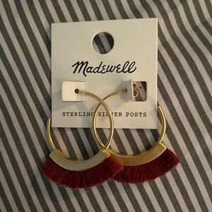 Madewell earrings, gold and maroon NWT